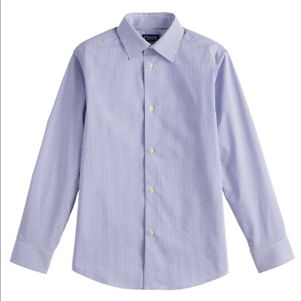 NOT Chaps Boys Blue Striped White Button-Up Shirt